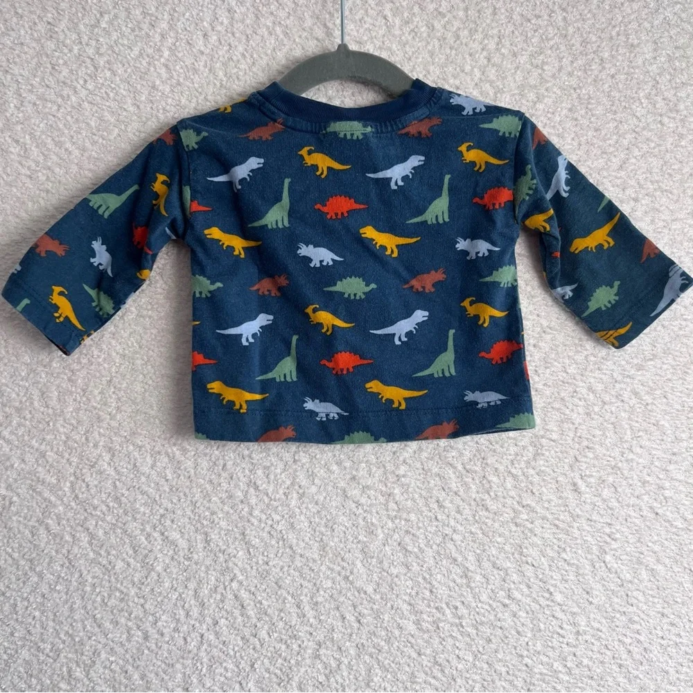 Hanna Andersson Infant Blue Dinosaurs Cotton Long Sleeve Shirt Size 0-3 Months - Picture 3 of 7